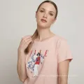 Camiseta de manga corta de verano estampada de moda para mujeres